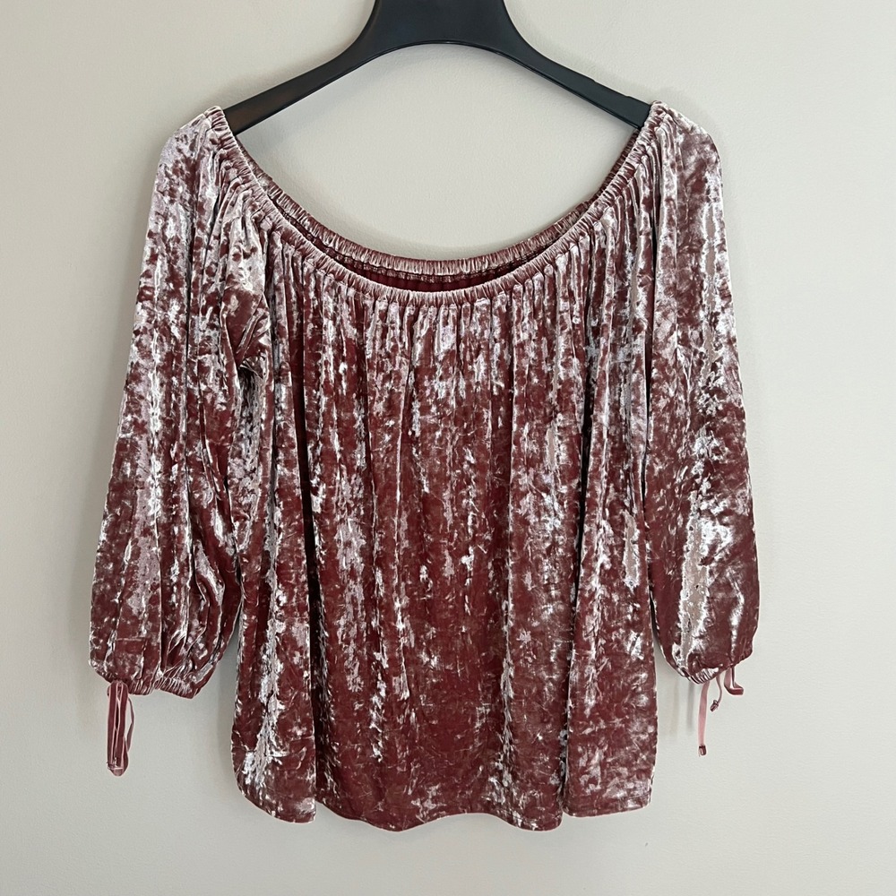 American Eagle Pink Crushed Velvet Off Shoulder Top XL Boho Peasant
Whimsigoth